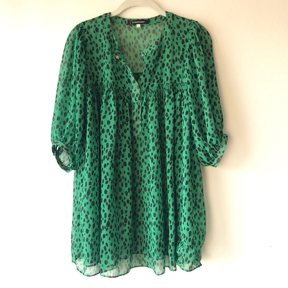 Sheer Green Polka Dot Blouse